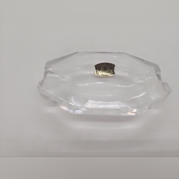 Vintage Val St. Lambert Clear Cut Crystal Ashtray with Original Label. Belgium. - Picture 9 of 9